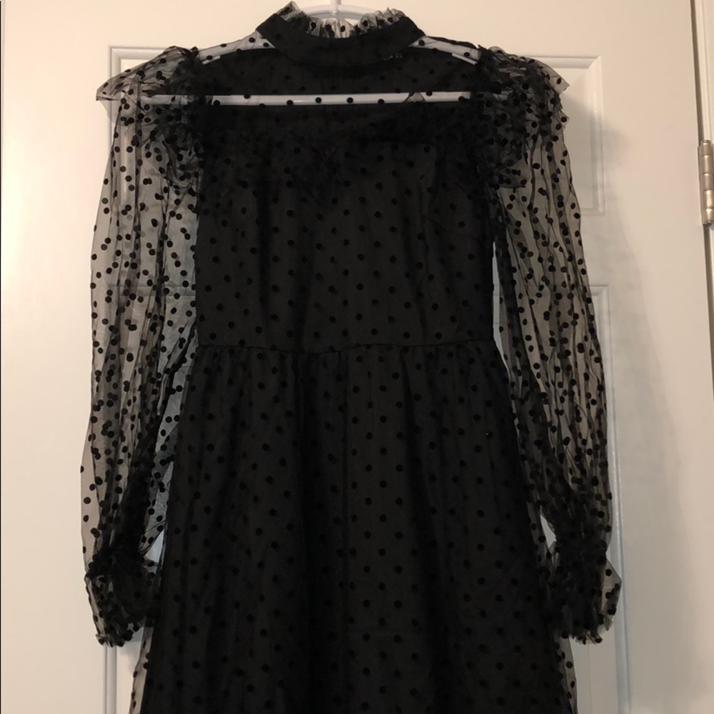 SHEIN NWT Black Polkadot See-Thru with Black Slip
